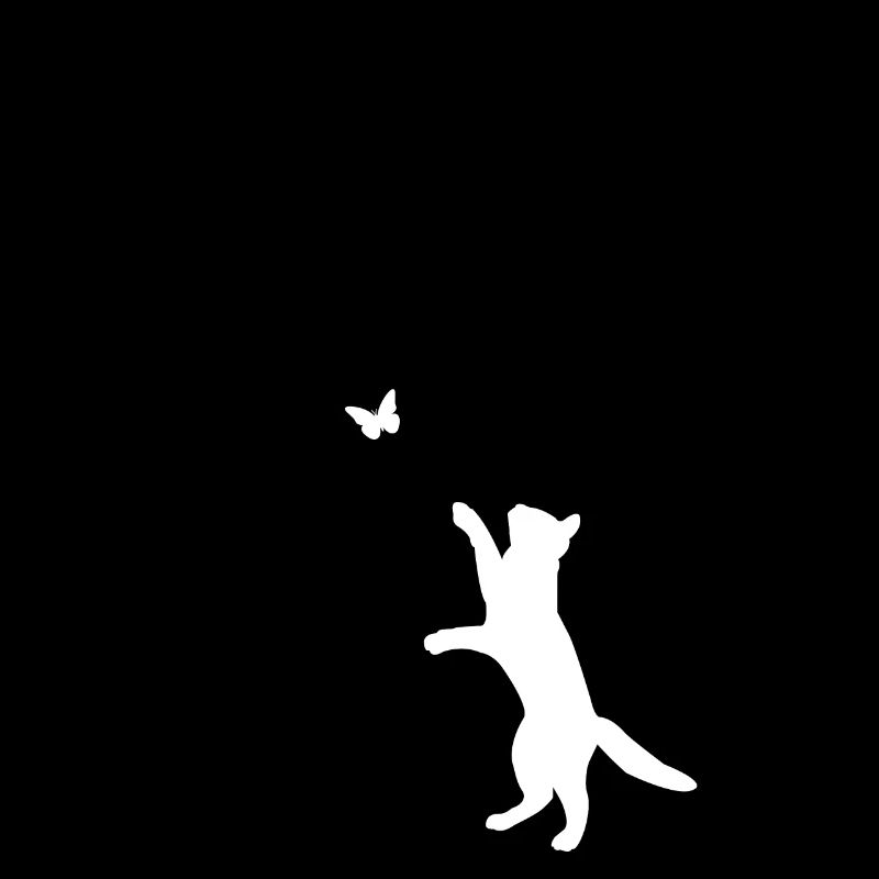 Art de silhouette papillon chat mignon