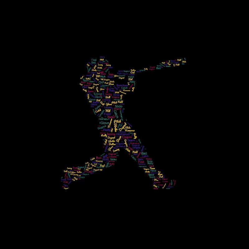 Tee graphique de baseball avec conception de motifs de mots.