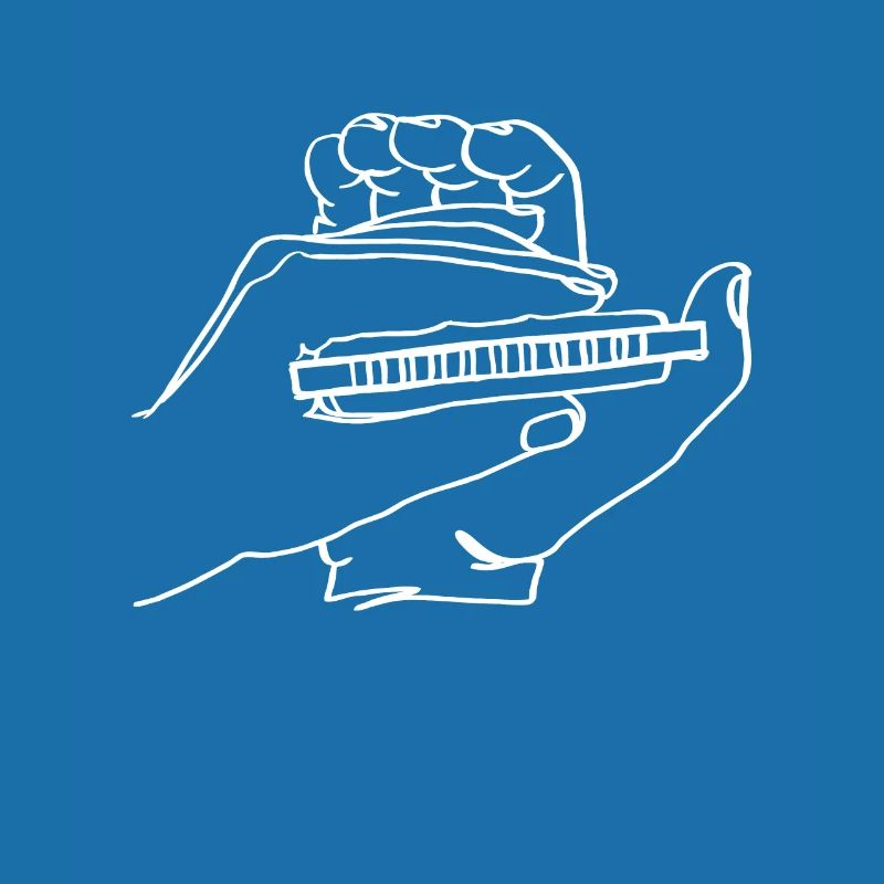 Harmonica Oneline Art - Harmonica Player
