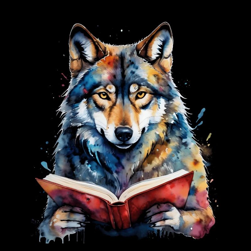 Livre de lecture de loup imprimé de conception animale colorée