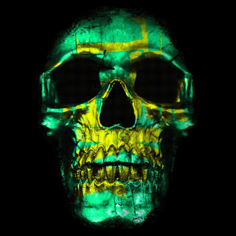 Crâne Visage Or Vert