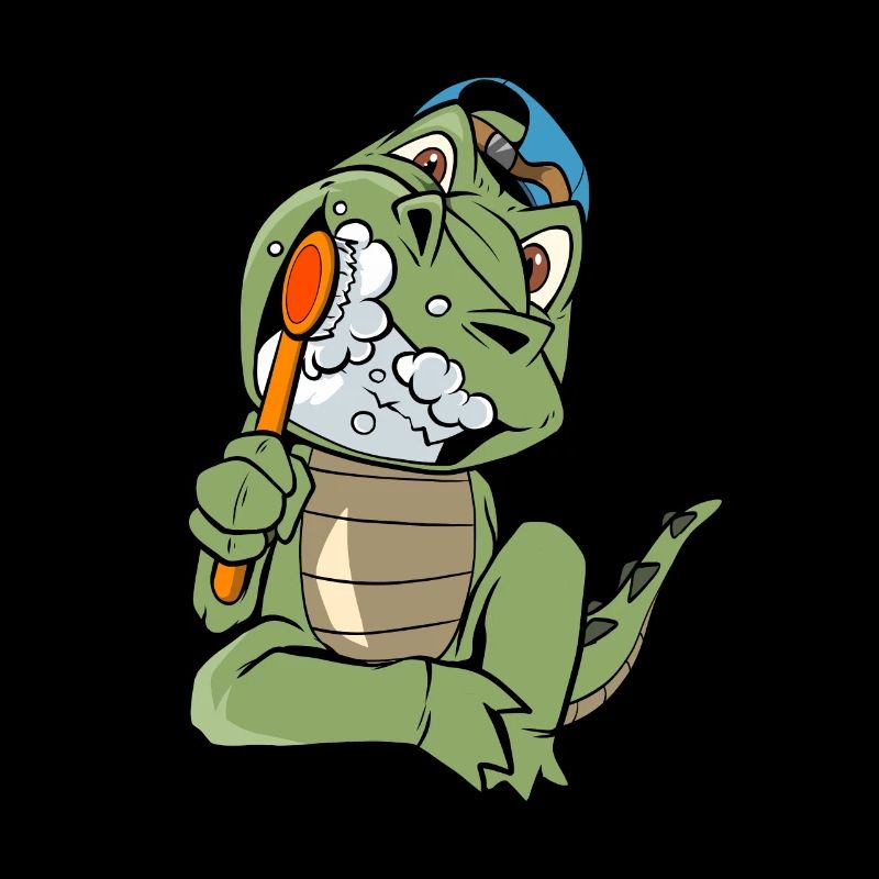 Toothbrush crocodile brushing teeth