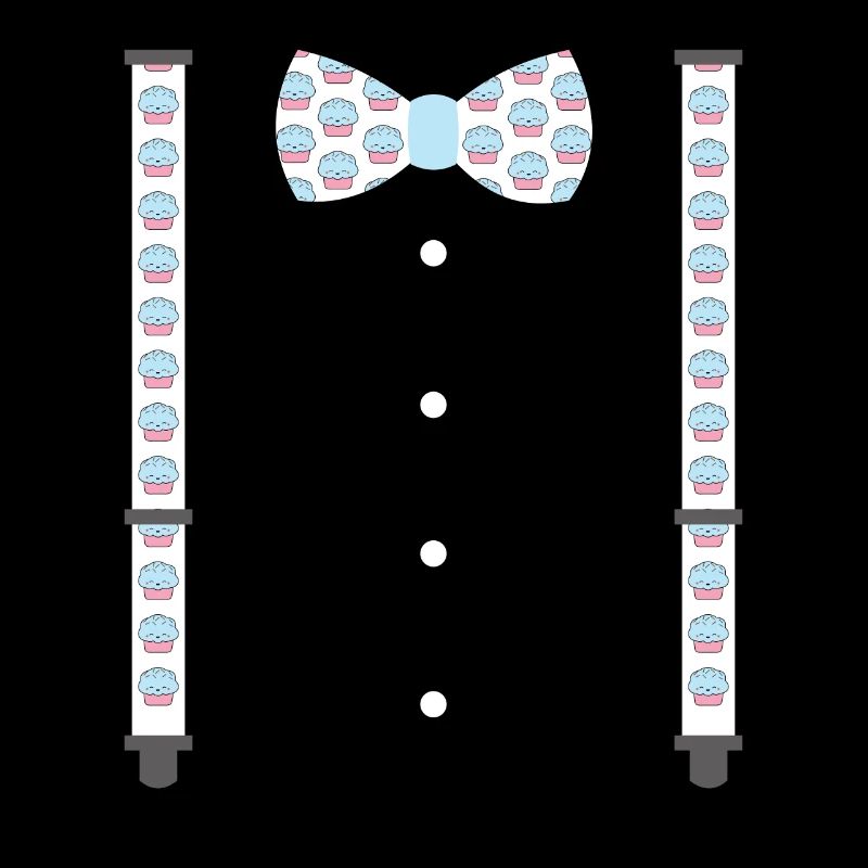Bow tie and suspenders with muffin pattern