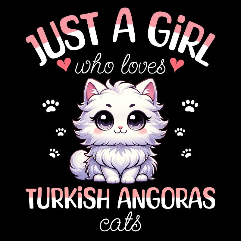 Fille Adore Chat Angora Turc
