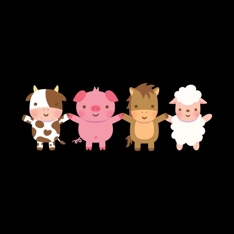 Cute Barn Animals Holding Hands