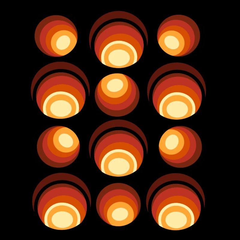 70s Retro Ball Pattern Pomarańczowy Brąz