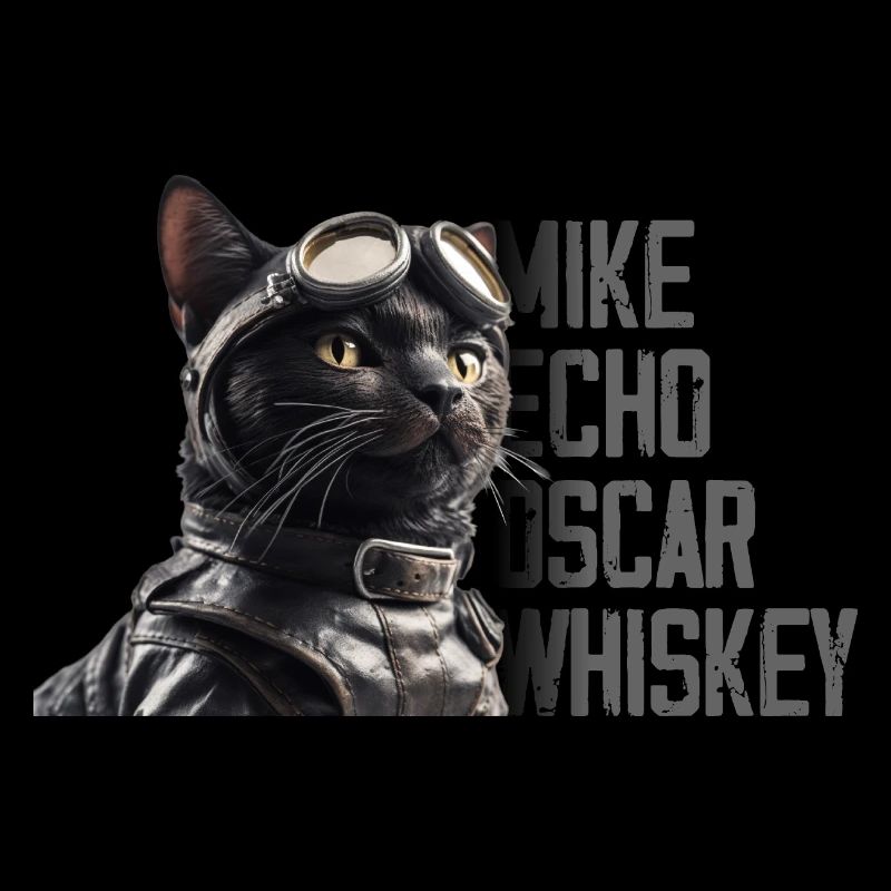 Cat Retro Pilot Mike Echo Oscar Whisky