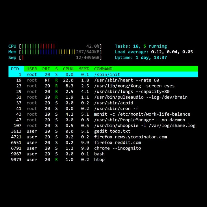 htop t-shirt