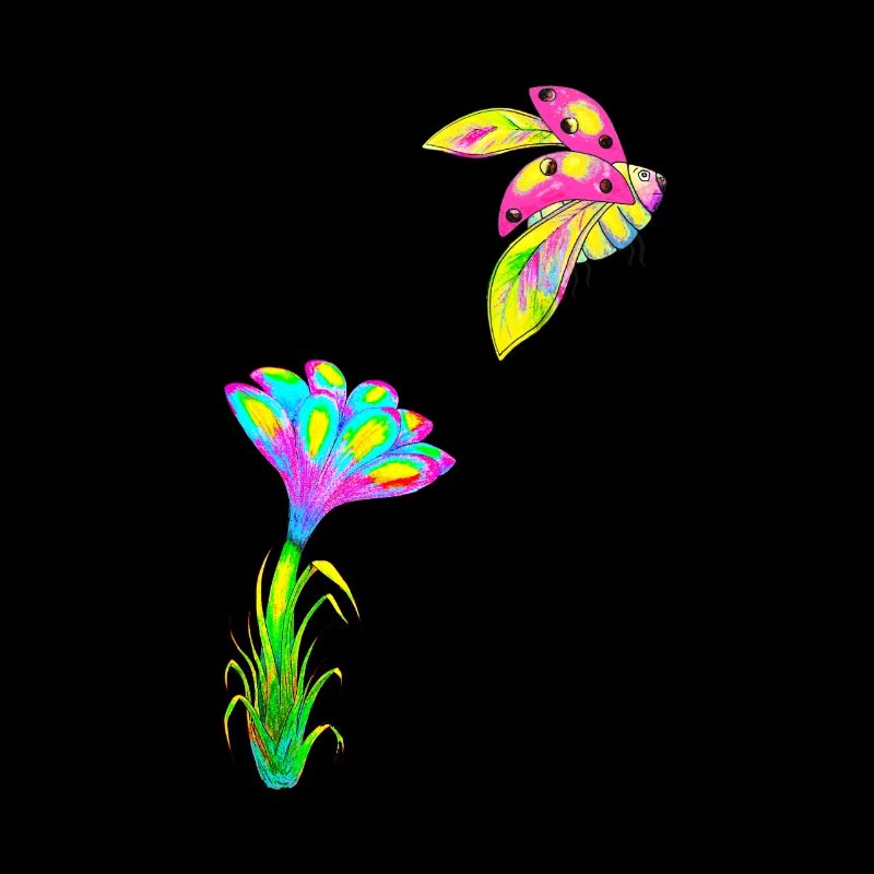Ladybug flower hand drawn design