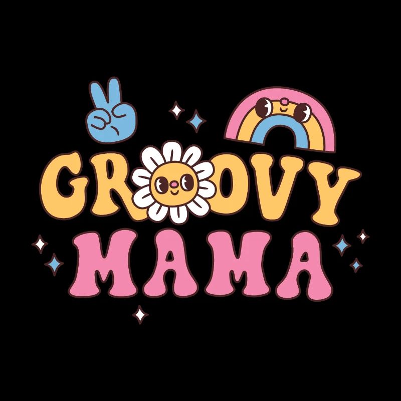 Groovy Mama Hippie Blume Und Regenbogen