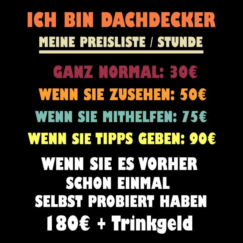 Ich bin DACHDECKER Preisliste