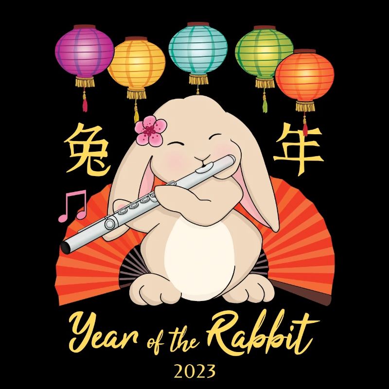 Cute Flute Playing Rabbit Chinese New Year 2023