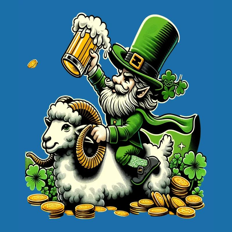 Widder reitender Leprechaun (Irischer Kobold)