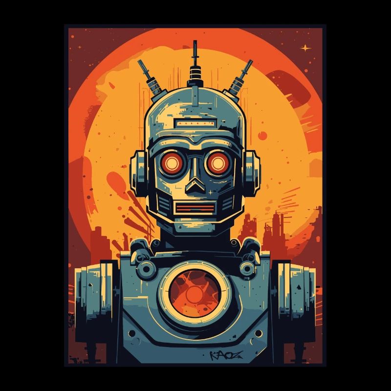Art Deco Cartoon Retro Robot Invasion