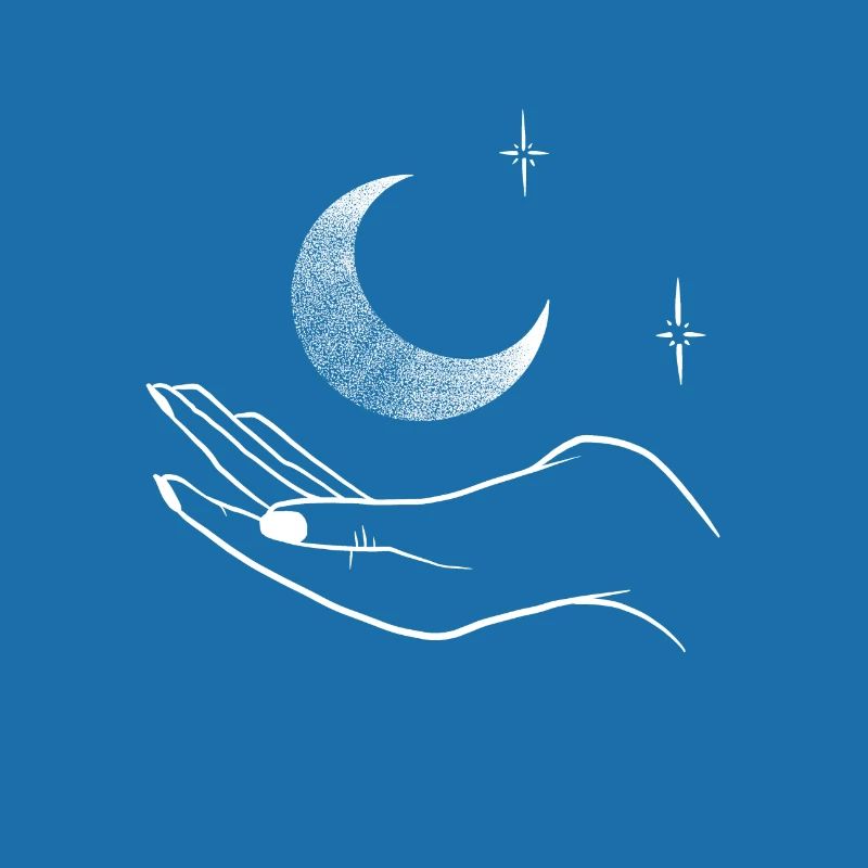 Moon in hand, drawing tattoo style dotwork