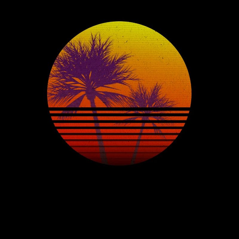Rétro Distressed California Design Sunset Palms