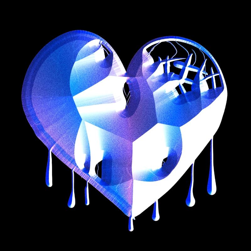 heart symbol broken blue scars