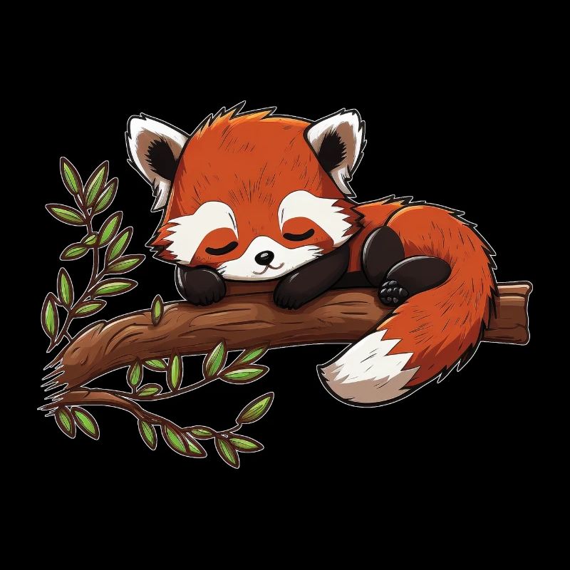Roter Panda schläft auf Ast Tier Schlaf Shirt