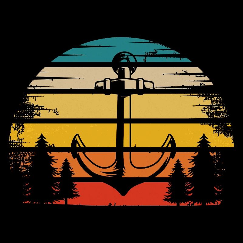 Retro Sonne und Segelboot -