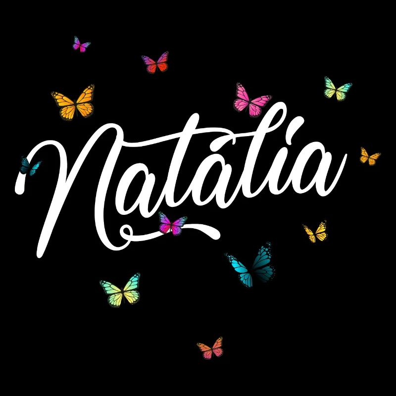 NATALIA - Mädchen Name mit bunten Schmetterlingen