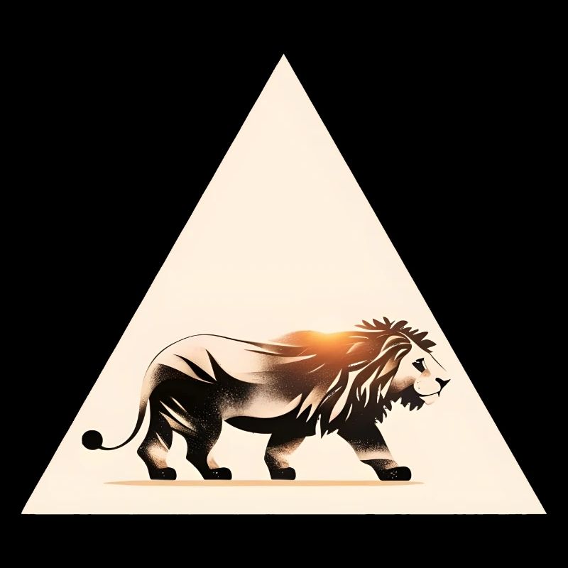 Silhouette de lion en triangle, silhouette de lion Sahara