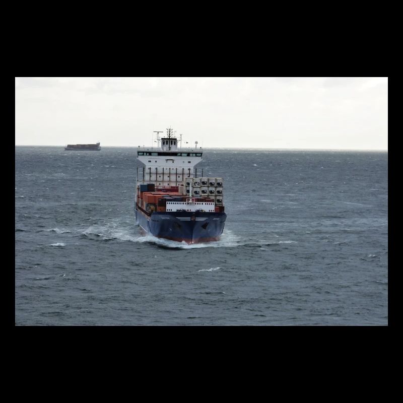 Container Schiff vor der Kieler Förde