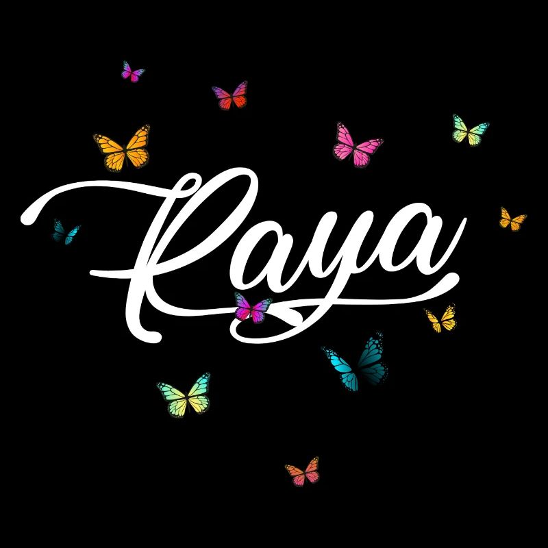 RAYA - Mädchen Name mit bunten Schmetterlingen