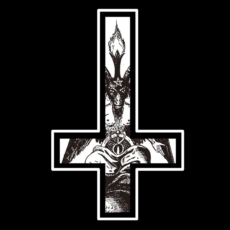 Satan devil Baphomet Antichrist in the cross