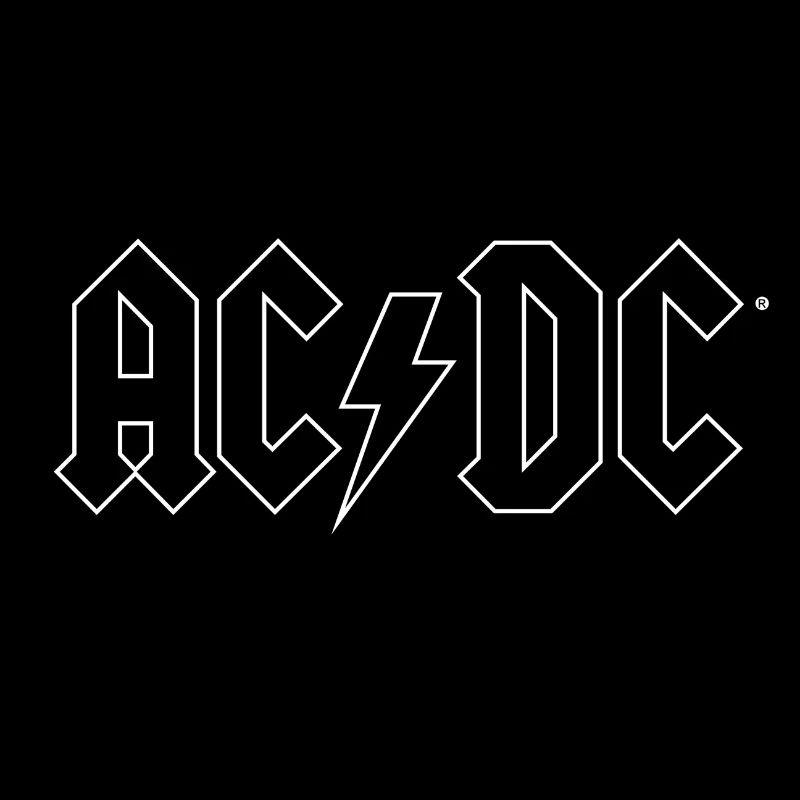 AC/DC Black Logo With Lightning Bolt