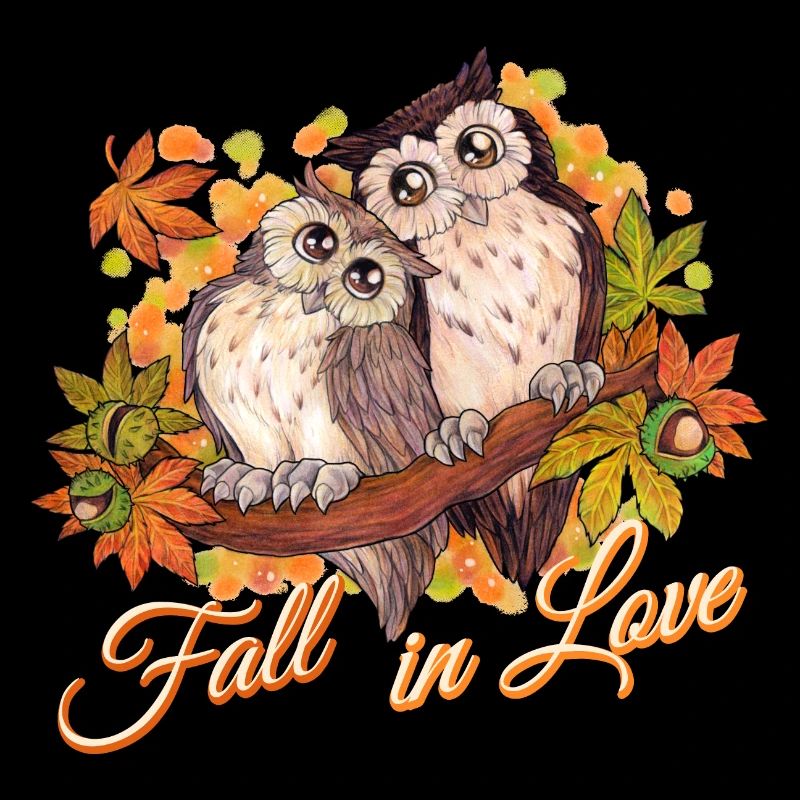Fall in Love - Niedliche Eulen im Herbst Liebe