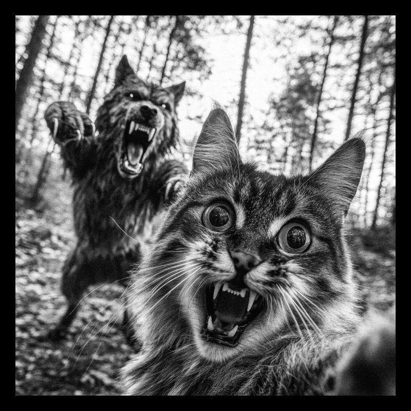 Humor Werwolf Selfie Katze