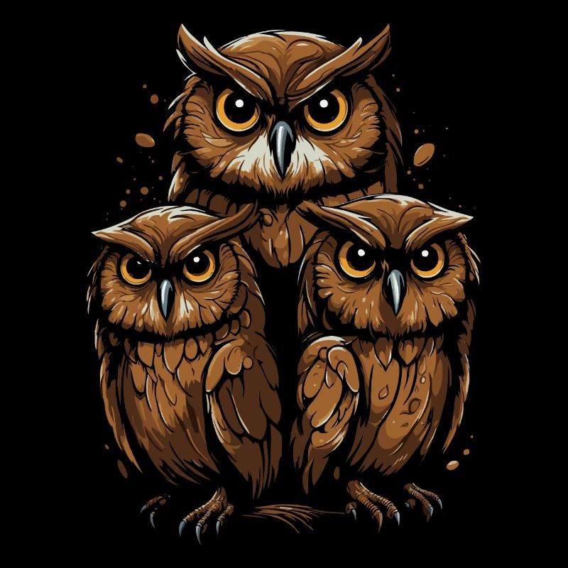 Drei Eulen, ein Blick