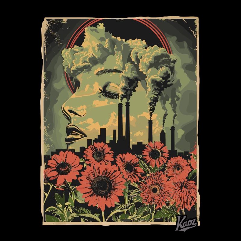 Fleurs industrielles de style propagande