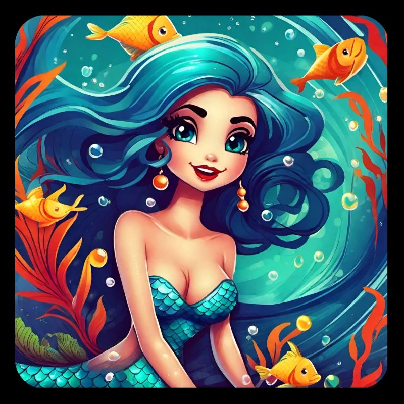 Cute mermaid with fish