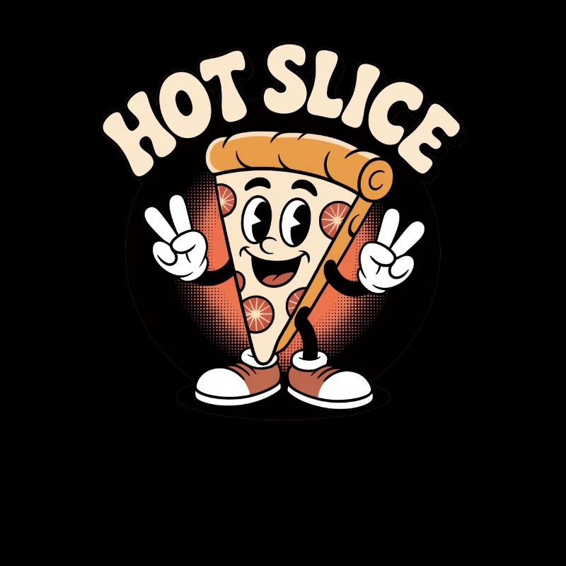 Pizza Hot Slice Dessin animé rétro