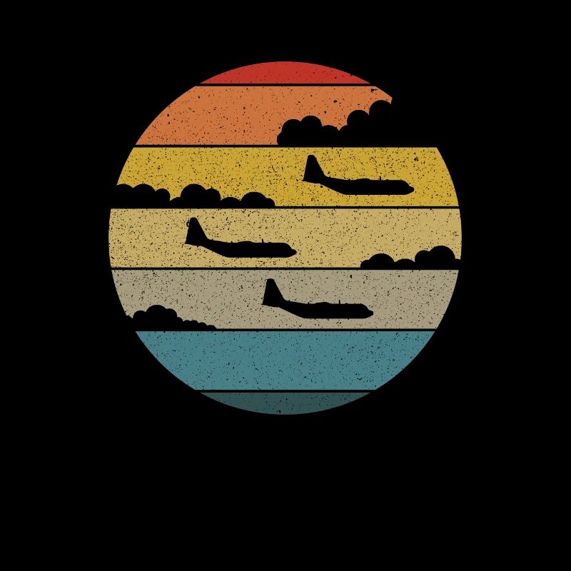 C-130 Hercules Silhouette Retro Sunset Fl