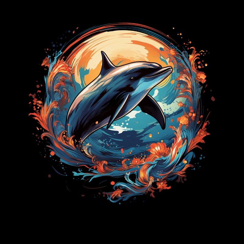 Dolphin with waves