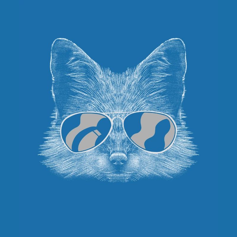 Fuchs mit Kopfhörer und cooler Equalizer Brille