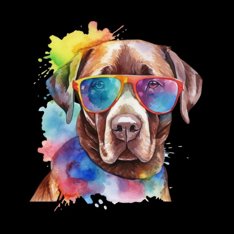 Brauner Hund Labrador Retriever mit Sonnenbrille