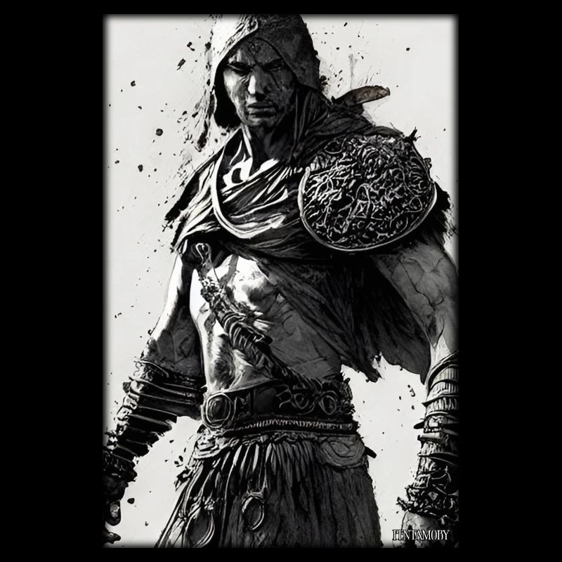 Warrior Sword Vintage Noir Blanc 1