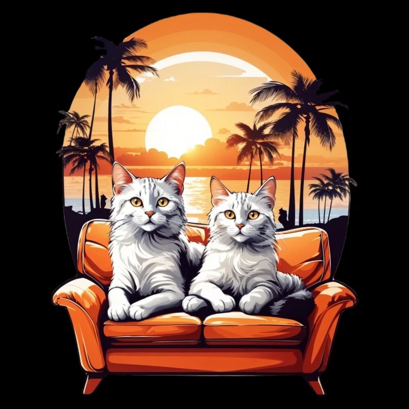 Chats au bord de la mer