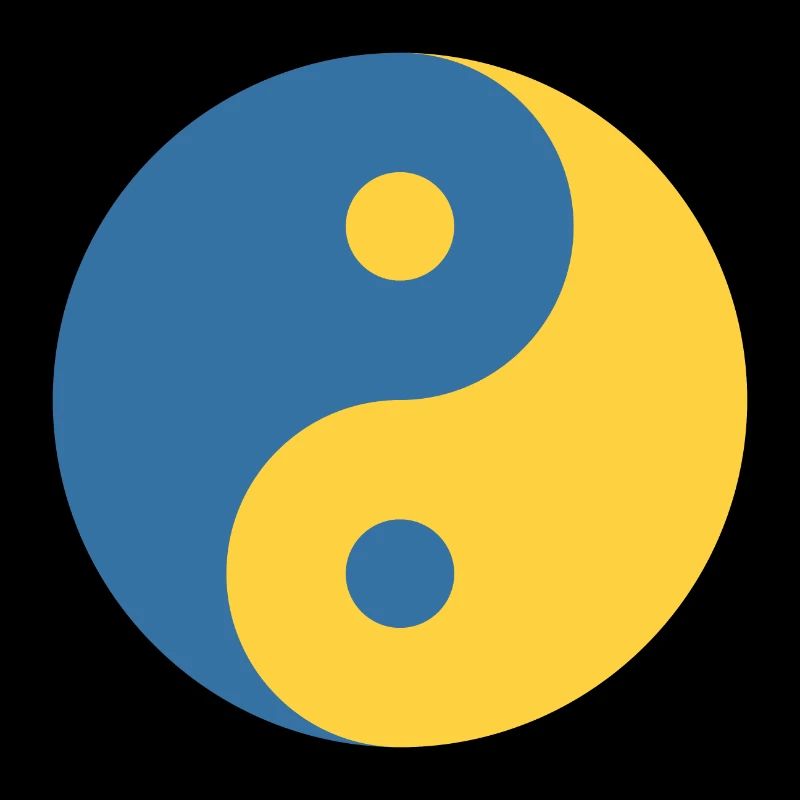 Yin and Yang Symbol in Blue & Yellow Python Coder
