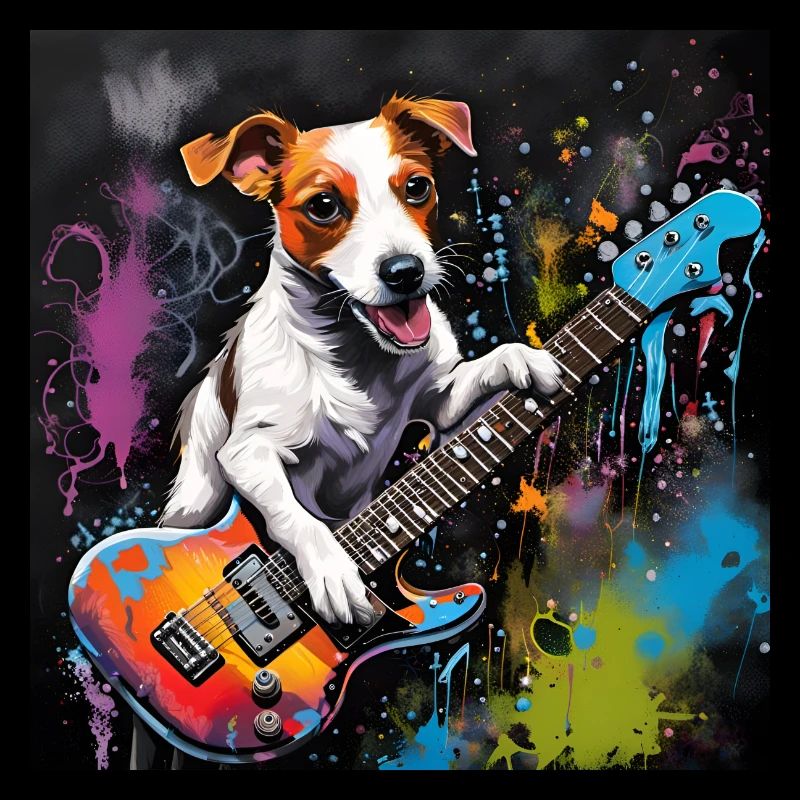Jack Russell Terrier Gitarrist Portrait