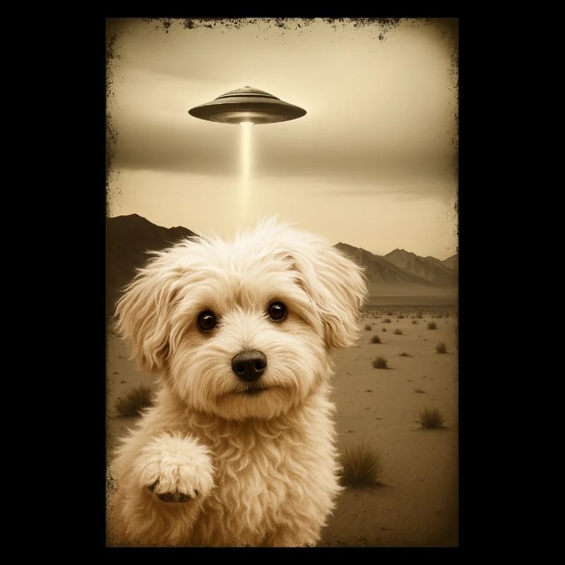 Maltipoo meets UFO – Retro Alien Style