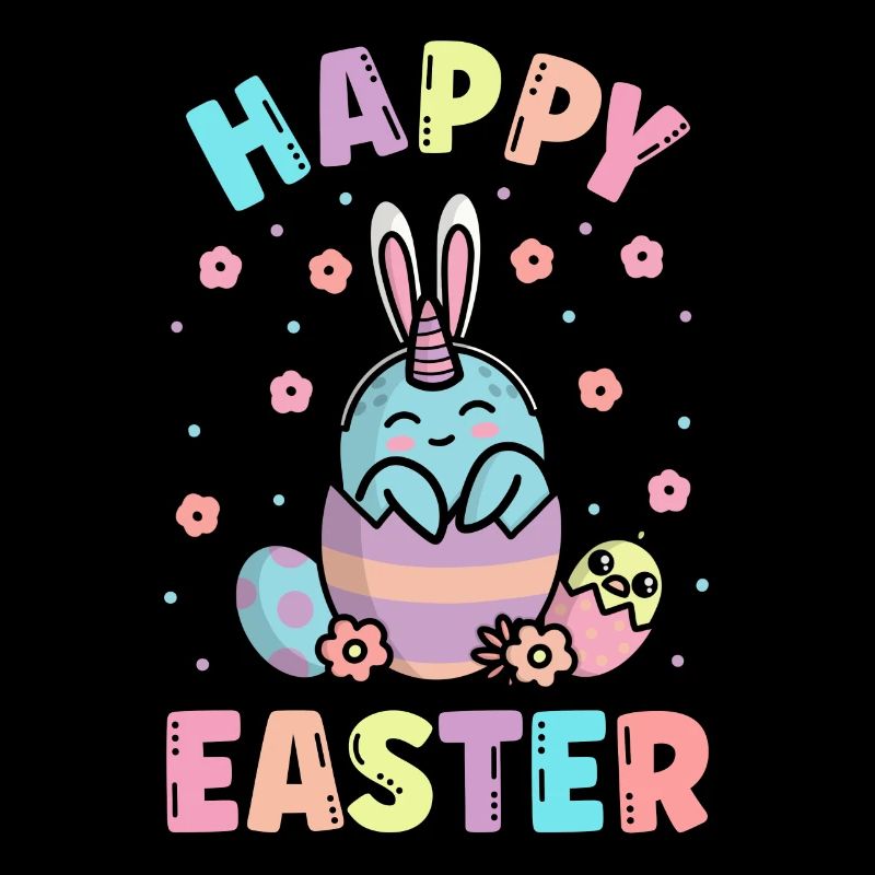 Happy Easter Narwhal With Rabbit Ears Spring