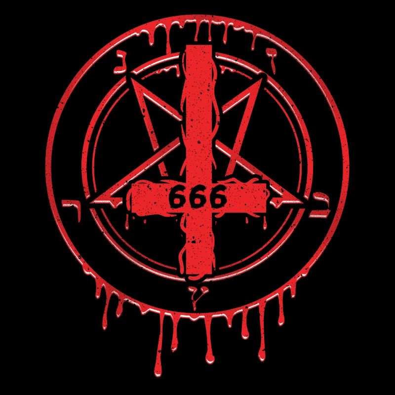 666 Cross T-Shirt Satan Devil Star Heath Devil