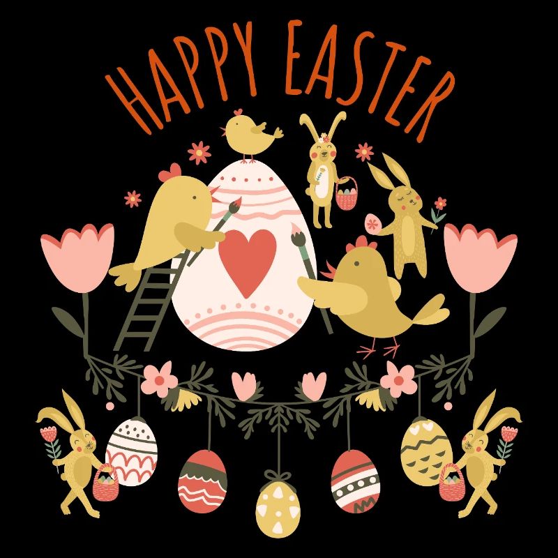 Happy Easter Vögel bemalen Eier Oster Design