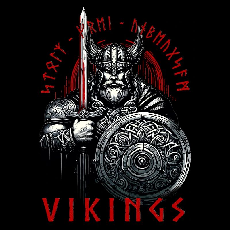 Valhalla Vikings with Sword, Shield and Runes