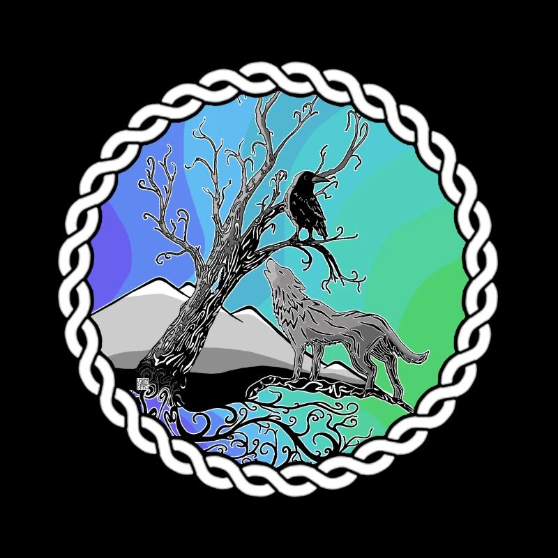 Fantasy Relationship Wolf and Raven Celtic circle
