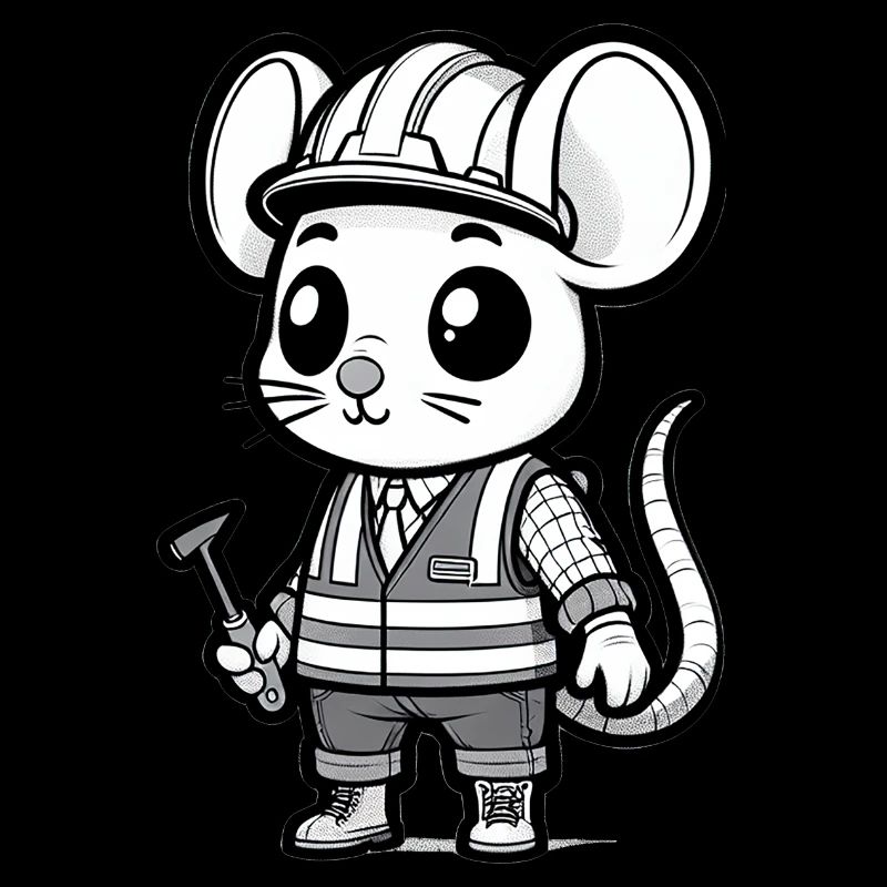Mignon Souris Ouvrier De La Construction
